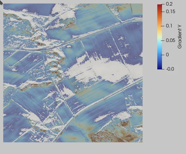 GIS-basierte Flächensuche: Draufsicht auf die Masken für Steigung und Südausrichtung.