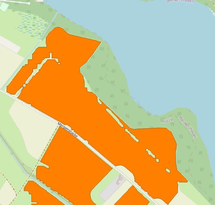 Kandidatenflächen mit OpenStreetMap im Hintergrund.