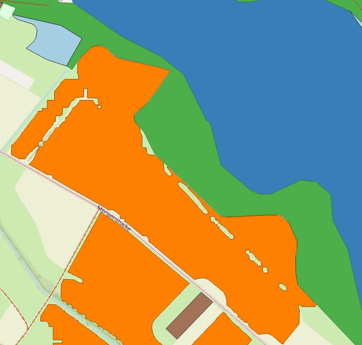 Kombinierte Ansicht aus Kandidaten, Ausschlusslayern und OpenStreetMap.